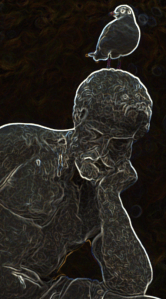 GotW logo: Thinker with bird